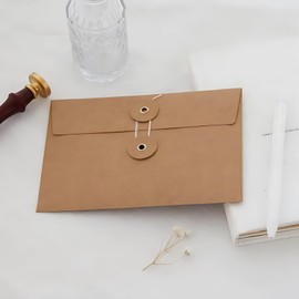 Fkereg 20 Pack Kraft Paper Envelopes with String, Small Brown Envelopes, Kraft String Envelope File Folder, Vintage Card Filing Envelopes for Invitation Postcard Photos (17 x 11.5 cm)