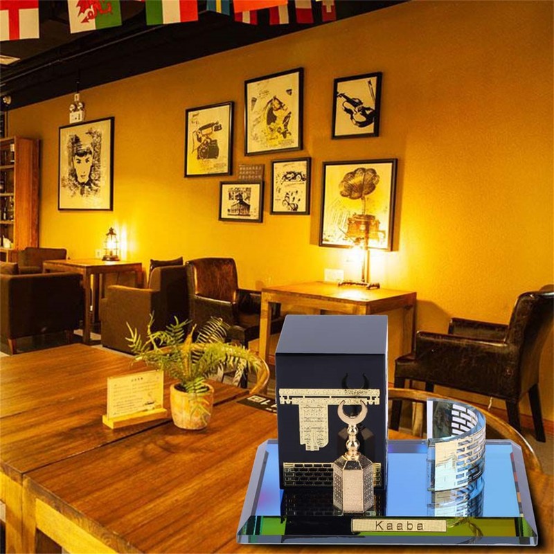 Muslim Crystal Gilded Kaaba Three Piece Model Islamic Building Handicrafts