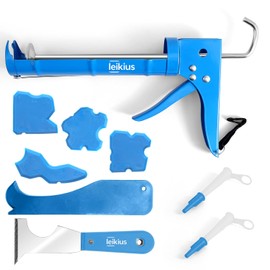 Caulk Gun,No-drip Silicone Caulking Gun Kit and Caulking Tools, Sealant Tools Grout Scraper For Kitchen Bathroom Sink Joint,With Gift Box Works 10OZ Tubes