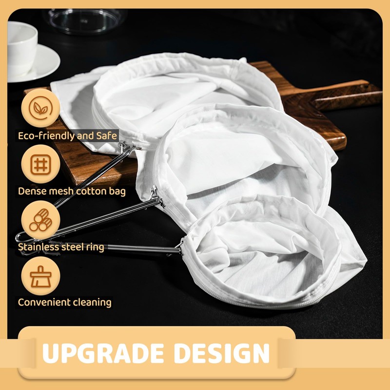 3 Pack Medium Ultra Fine Mesh Strainer Bag, Reusable Zipper