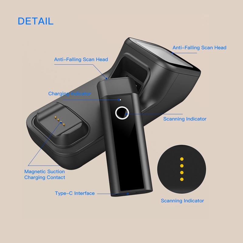 3-in-1 Barcode Scanner Handheld 1D Bar Code Reader Support BT