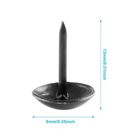 Piutouyar 200 Pcs Black Upholstery Tacks Antique Metal Thumb Tacks Round Head Upholstery Pins for Upholstered Furniture Cork Board DIY Projects or Home Decor 9 x 13mm