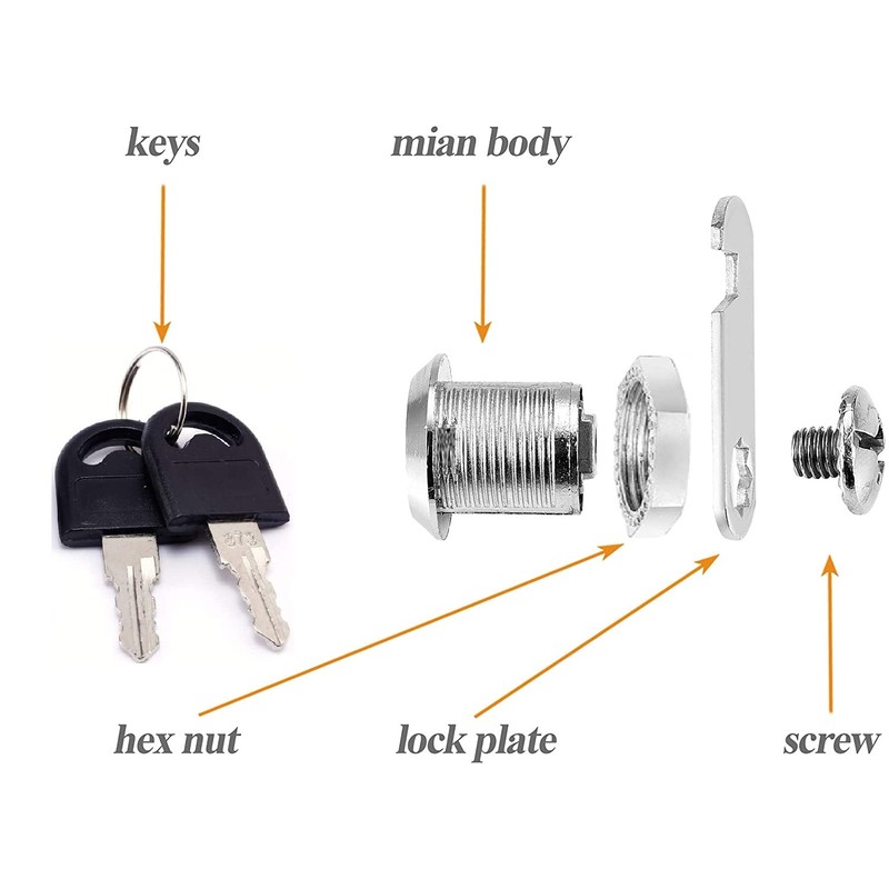 Tumbler Cylinder Cam Locks Keyed Cabinet Locks 2 Pack Keyed