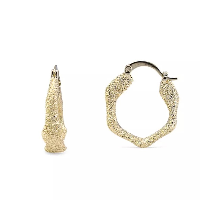 Earrings Stardust Textured Gold Plated Hoop Earrings