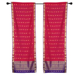 2 Bohemian Indian Sari Curtains Rod Pocket Living Room Decor-43W x 96L