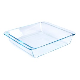 Classic Tempered Glass Baking Dish, Square Borosilicate Glass Baking Pan. Oven, Microwave, Refrigerator and Dishwasher Safe. -2.4L