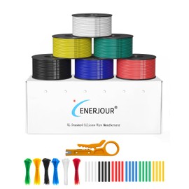 ENERJOUR 24 Gauge Silicone Wire 6 Colors Each Spool 30FT, 24 AWG Ultra Flexible Silicone Stranded Electrical Cable Tinned Copper Hook up Wiring kit for 12V 24V, DIY, Automotive, Battery, 200℃