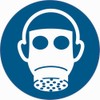 Use respiratory protection sticker, diameter 10 cm, according to ISO