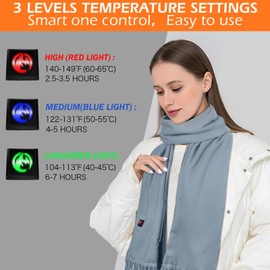 CLOVDREM Heated Scarf for Women,Men Rechargeable Heating Scarf for Neck with Battery, Intelligent Winter(Blue-Gray)