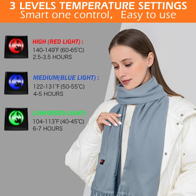 CLOVDREM Heated Scarf for Women,Men Rechargeable Heating Scarf for Neck