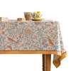 patdrea Designer Yellow French Spring Summer Tablecloth, Rustic Linen Floral