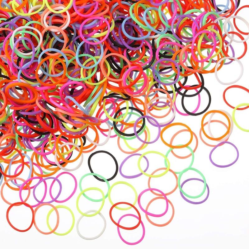 1000 Mini Rubber Bands Soft Elastic Bands - Color: Multicolor