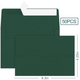 50 Pack 4x6 Envelopes, A4 Green Envelopes Self Seal, Printable Envelopes for Invitation, Baby Shower, Birthday Party, Wedding, Postcards, Mailing, Greeting Cards