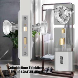 ToPToToo Mortise Lock Set Interior Door, Crystal Glass Door knobs Interior,Old Style Door Knob Replacement, Vintage Antique Door Lock with Skeleton Key,Brushed Nickel Finish