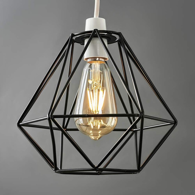 MiniSun Retro Style Black Metal Basket Cage Ceiling Pendant Light