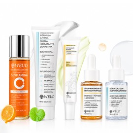 WEUD Skin Care Coreano 5 En 1 Kit, con 1 Crema Hidratante Centella  Tonico 5X Vitamina C Activa  1 Cremas de Ojos Retinal  1 Serum Centella  1 Serum  