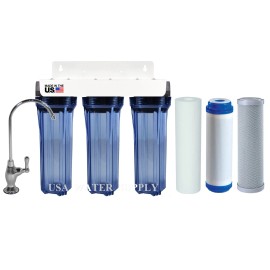 USA WATER SUPPLY 3 STAGE UNDER SINK DRINKING WATER FILTER SYSTEM SEDIMENT/ CARBON | IRON REMOVAL