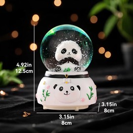 Panda Snow Globe, caja de música de 80 mm para decoración del hogar, cumpleaños para niñas, A