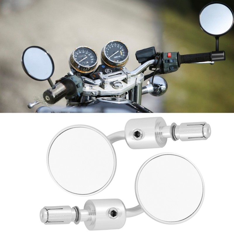 1 Pair 7/8in Round Bar End Guards Motorcycle Motorbike Rearview