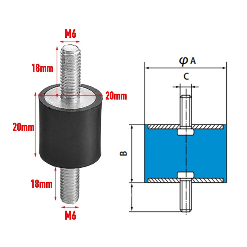 Hominas Rubber Buffer M6, Rubber M6 Vibration Damper Mounts Anti