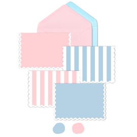 AZAZA Blank Cards and Envelopes 48 Pack Baby Shower Thank You Cards, 3.5x5 Mini Striped Greeting Cards with Envelopes for Small Business, Wedding, Bridal shower (Pink and Blue)
