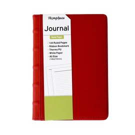 Nymphaea 1 Pack PU Leather Notebook Journal, Hardcover Soft Foam Business Notebooks for office, Line Pages 144 Sheets 288 Pages Thick Diary School Supplies（Red