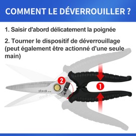 stedi 208 mm Universal Scissors, Multi-Purpose High Performance Scissors, Extended and Reinforced Ultrasound Blades with Fine Serrated Stainless Steel Scissors with High Carbon Content for Household