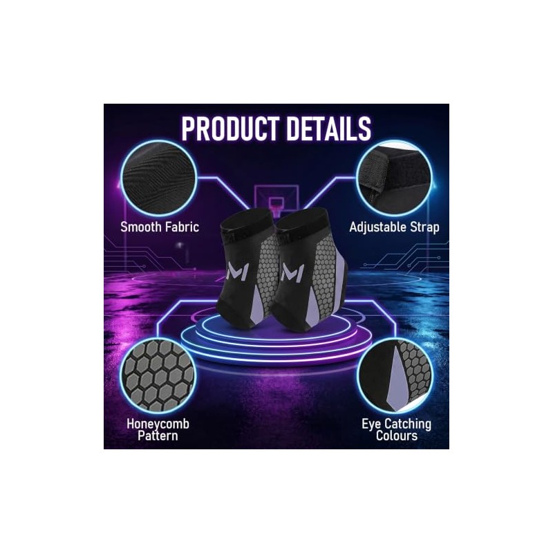 2 Pcs Ankle Brace for Women Men, Purple Adult Support