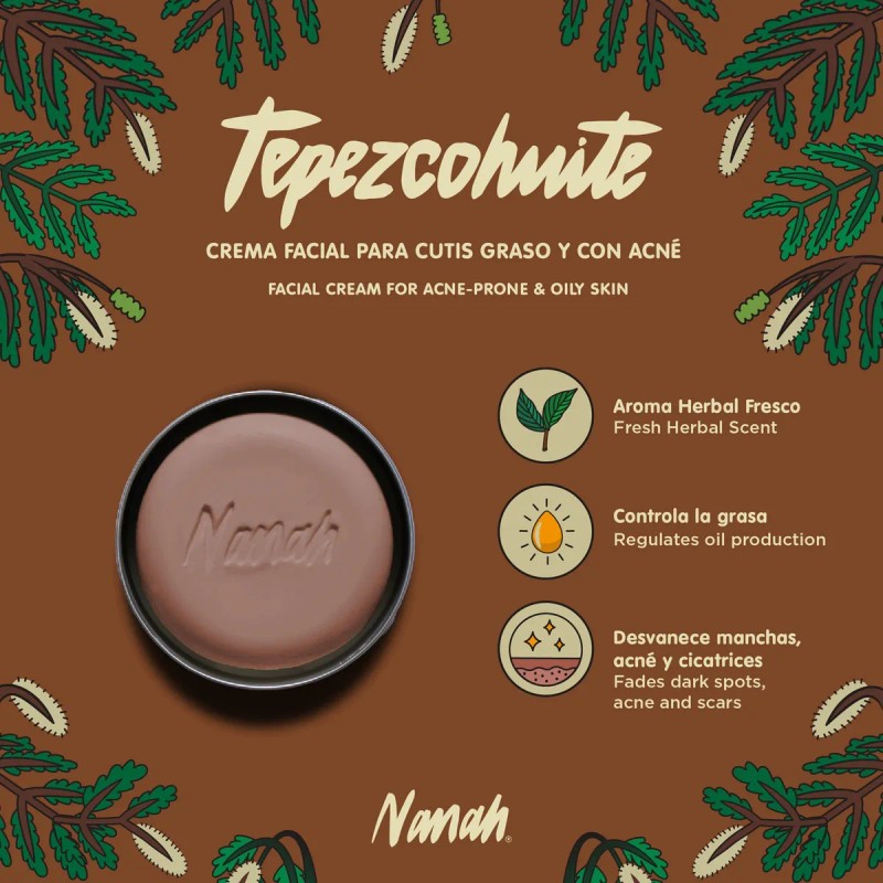 Nanah Crema Facial Natural Tepezcohuite Barra Fat Acne Día Noche