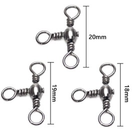 70pcs 3-way Sarkan Three Prong Sarkan Swivel Snap Line Fishing Connector Stainless Steel Fishing Tackle Connector Fishing Tackle Tool Accessories Fishing Tackle Fishing Supplies
