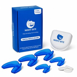 Mouth Guard for Teeth Grinding & Clenching – MHRA Registered Night Guard for Bruxism & TMJ Relief – Boil & Bite Sleep Guard – 5 Pack with Retainer Case & 18 Cleaning Tablets – Night Bite
