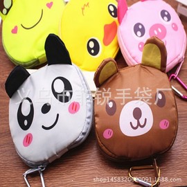 Cute Character Figure Pattern Foldable Tote Shopper Bag & Portable Mini Pouch (R64) Free Size/Rhubarb Duck 20ea
