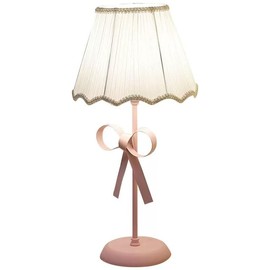LTTKLMP Nordic White Pink Table Lamp for Girl's Bedroom Single Cute Bow Table Lamp with Fabric Shade Modern Decorative Bedside Light Coastal Bedside Table Kids Bedroom Reading Desk Lighting