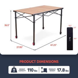 OUTSIDER Folding Camping Table with Aluminum Roll-up Tabletop Portable Lightweight Beach Picnic Table with Carry Bag - for Outdoor Cooking, BBQ, Travel Style2