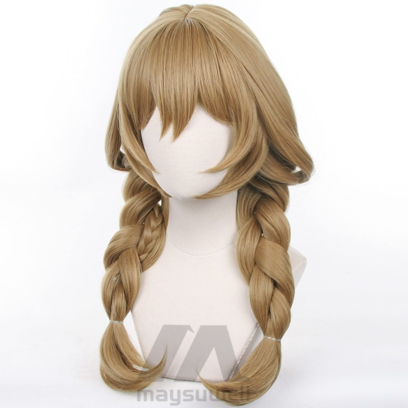 Brow Double Braid Long Cosplay Wig with Bangs Heat Resistant