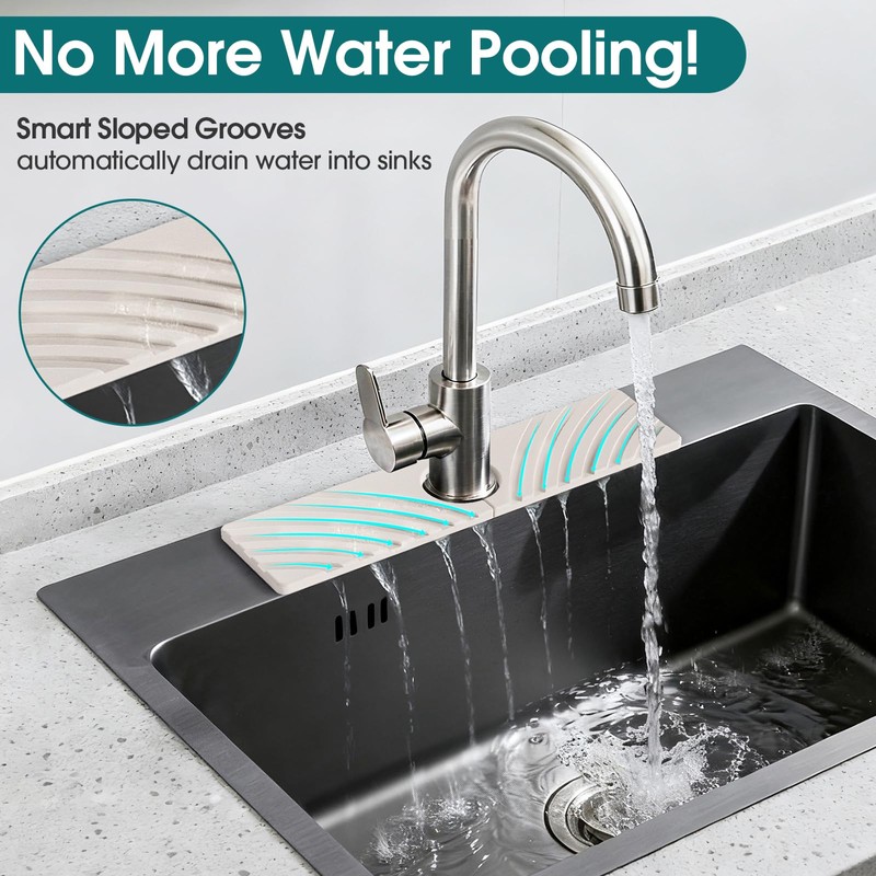 EdenDwell Quick Dry Stone Faucet Mat for Kitchen Sink -