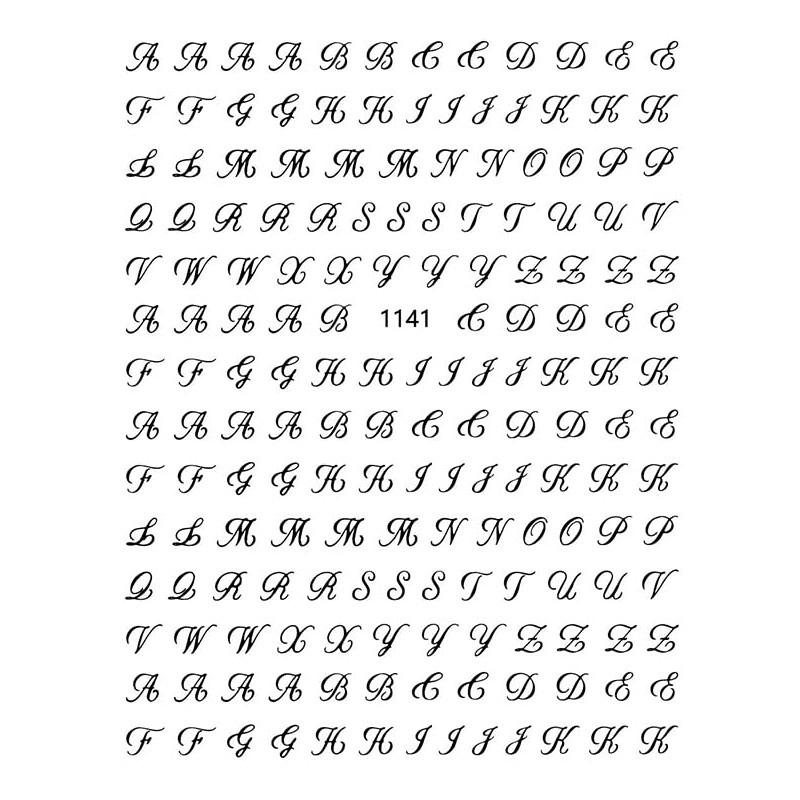 LANODO 7 Pieces Nail Stickers Alphabet 3D English (7 Colors)