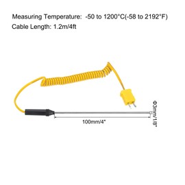 MECCANIXITY K Type Surface Thermocouple Probe 3x100mm Handheld Needle Tip Temperature Sensor -50 to 1200°C(-58 to 2192°F)