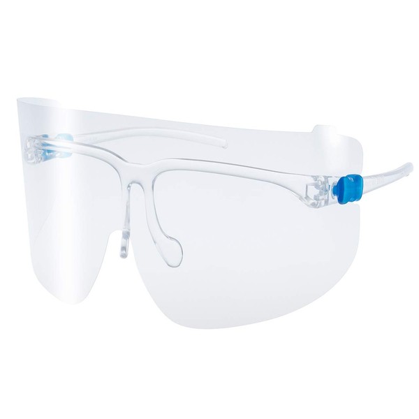 [山本光学] YAMAMOTO スタンダードモデル YF-800 S くもり止め加工 超軽量 医療用 フェイスシールド グラス 本体セット(フレーム1本+レンズ3枚入り) 眼鏡/マスク併用可 日本製