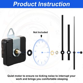 4 Pieces Clock Movement for Wall Clock Movement with Hands DIY Clock Mechanism for Wall Clock Silent Quartz Movement with Hands with 6 Clock Hands Sets for Repair Replacement Parts (13 mm)