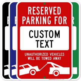 Custom No Parking Sign, Custom Reserved Parking Signs for Business, 10x14 Inch, Rust-Free Aluminum Metal, Outdoor Use - Made by My Sign Center, USA (Post Holes)