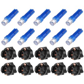 cciyu 10x T5 37 74 Wedge SMD Led Bulbs Instrument Cluster Light Panel Gauge Lamp Red 10x Twist Sockets 17 37 70 Instrument Panel Cluster Plug Lamp Dash Light Bulb T5 (Concave Blue)