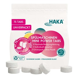 HAKA Dishwasher Mini Power Tabs, Pack of 75, Highest Washing Power, Environmentally Friendly, Effective