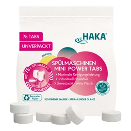 HAKA Dishwasher Mini Power Tabs, Pack of 75, Highest Washing Power, Environmentally Friendly, Effective