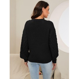 XMTOPYE Womens Sweaters Long Sleeve Tops 2024 Sweatshirt for Women Fall Fashion Shirts Crewneck Cute Pullover Solid Clothes Black