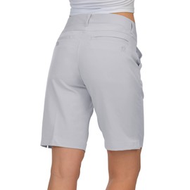 Lesmart Pantalones cortos de golf para mujer, ligeros, elásticos, ajuste relajado, longitud hasta la rodilla, bermudas para mujer, Gris, 14