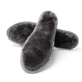 Riemot Lambskin Insoles Warm Insoles Women Men Sheepskin Insoles Winter Lambskin Shoe Insoles Sheepskin Comfort Insoles Against Cold Moisture Lambswool Heat Insoles for Shoes, gray