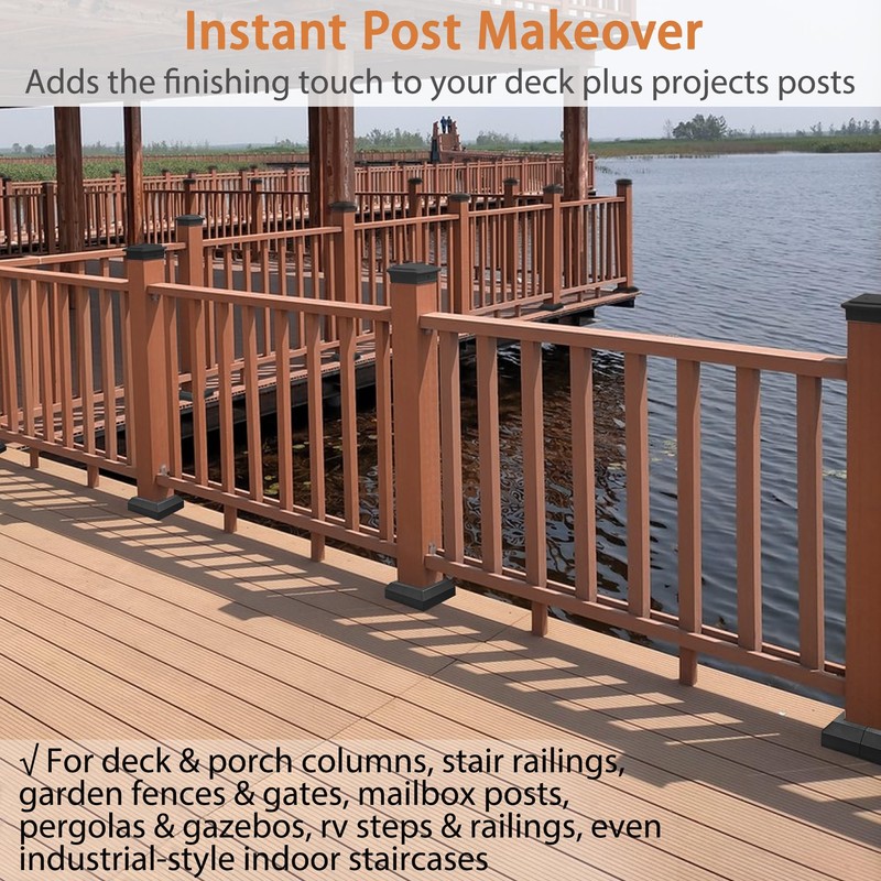 4 Pack Deck Post Skirt Trim 4X4IN Black, Aluminum Porch