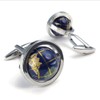 LBFEEL Really Spins Rhodium Plated Blue Globe Earth Cufflinks for