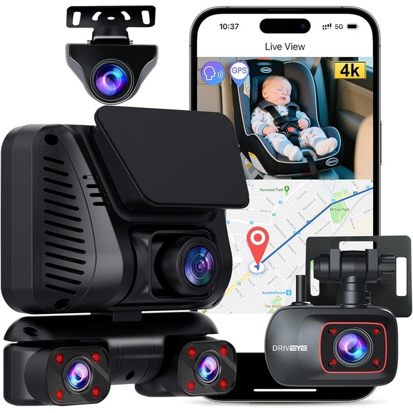 Driveye 4K Dash Cam with 5 Cameras – 4 Channel